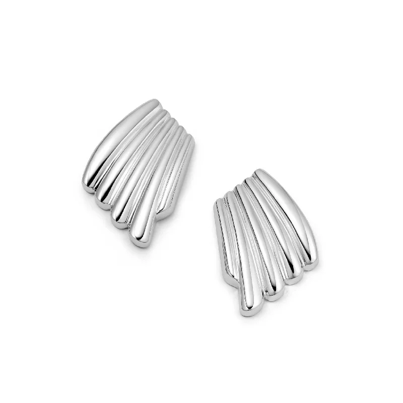 Star Shaped Drop Earrings for Charm -Polly Sayer Oversized Wave Stud Earrings Silver Plate