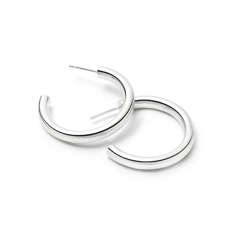 Drop Earrings with Polished Shine -Maxi Bold Hoop Earrings Sterling Silver