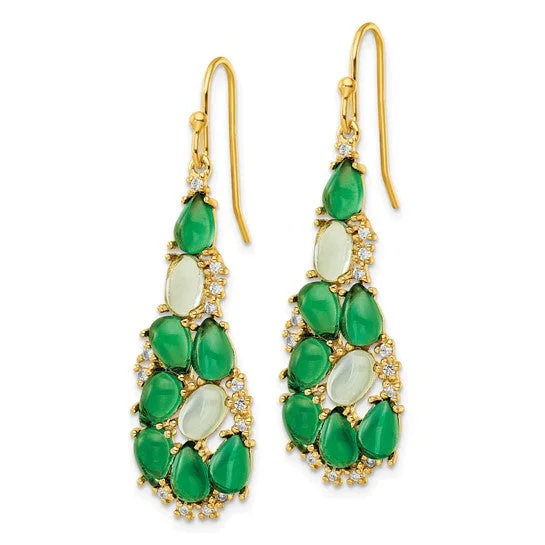 Drop Earrings with Vine Designs -Green Spinel Drop Earring