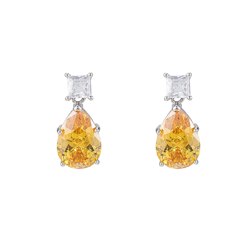 Drop Earrings with Abstract Designs -Citrine Gemstone Statement Earrings