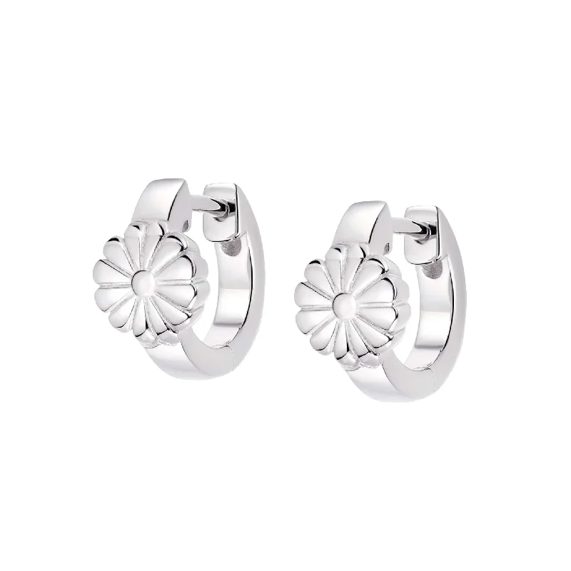 Drop Earrings for Travel Look -Daisy Bloom Huggie Earrings Sterling Silver