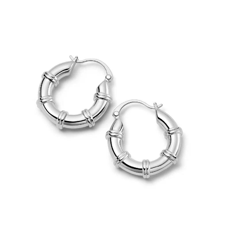 Crystal and Pearl Drop Earrings for Glamour -Polly Sayer Chunky Hoop Earrings Silver Plate