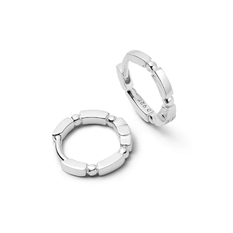 Round Drop Earrings for Classic -Bar & Ball Huggie Hoop Earrings Sterling Silver