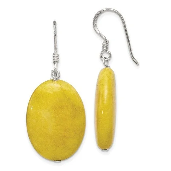 Star Shaped Drop Earrings for Charm -Silver Yellow Jade Earrings