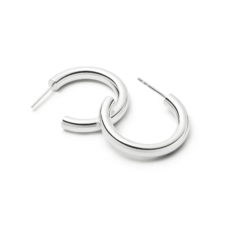 Rhinestone Drop Earrings for Sparkle -Midi Bold Hoop Earrings Sterling Silver