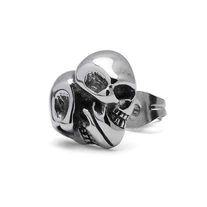 Screw Back Drop Earrings for Security -Skull Heart Stud Earring