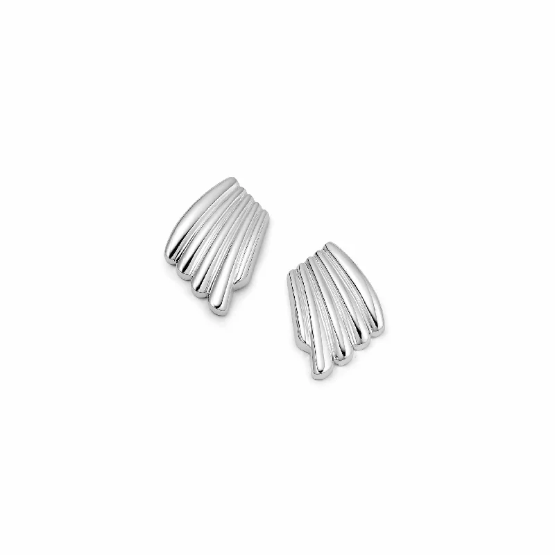 Heavy Duty Drop Earrings for Durability -Polly Sayer Mini Wave Stud Earrings Silver Plate