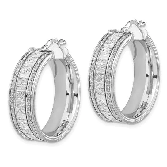 Drop Earrings with Chevron Designs -Glitter Infused Round Hoop Earrings