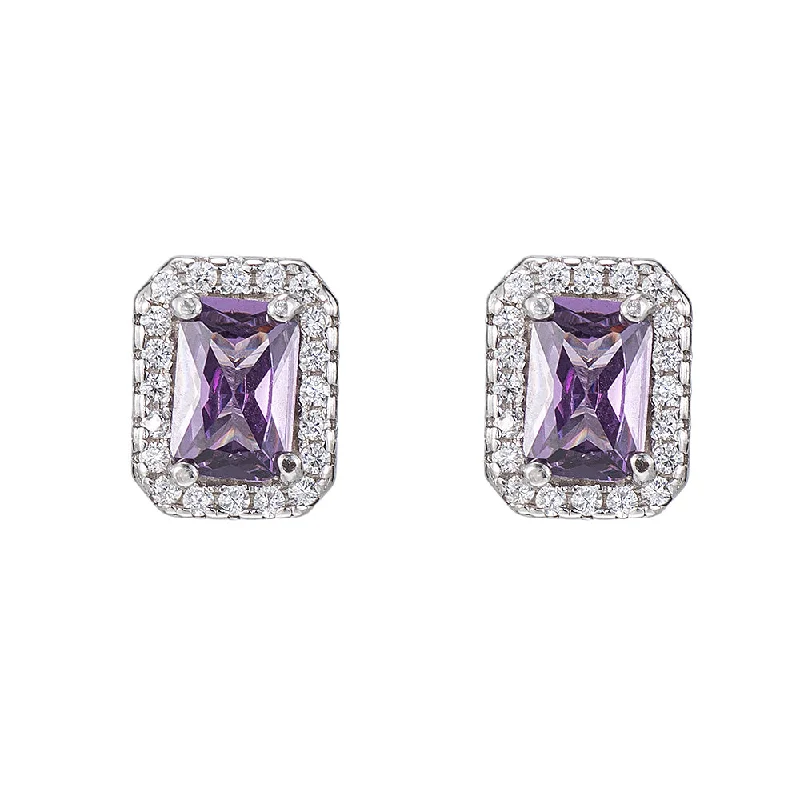 Drop Earrings with Infinity Symbols -Amethyst and CZ Stud Earrings