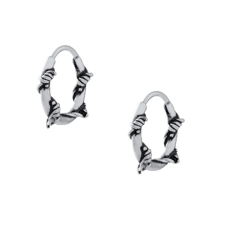 Waterproof Drop Earrings for Outdoor -Barbed Wire Hoop Earrings