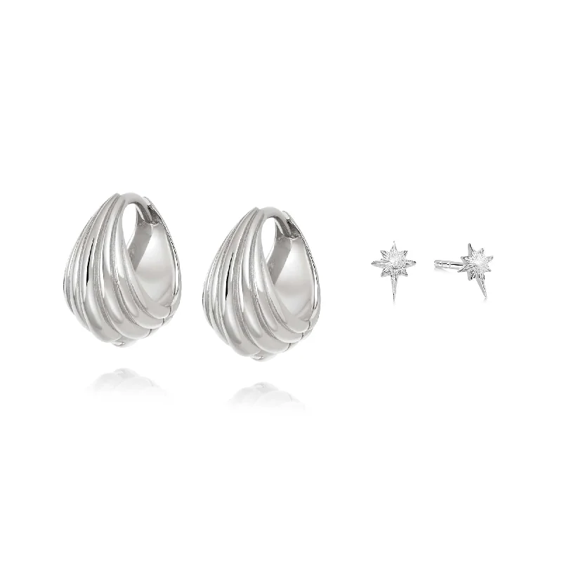 Drop Earrings with Floral Motifs -Shining Star Earring Stack Sterling Silver