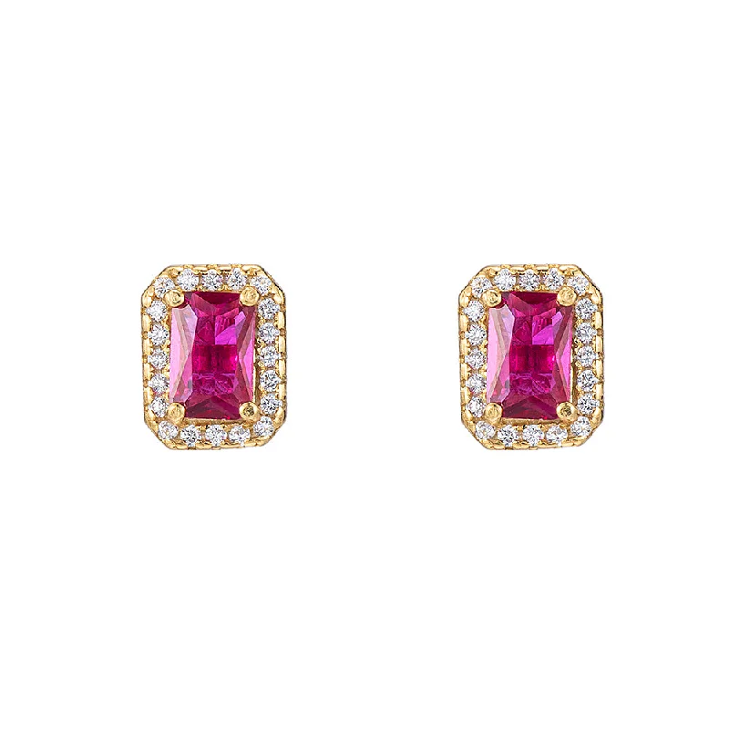 Drop Earrings with Animal Motifs -Ruby and CZ Stud Earrings