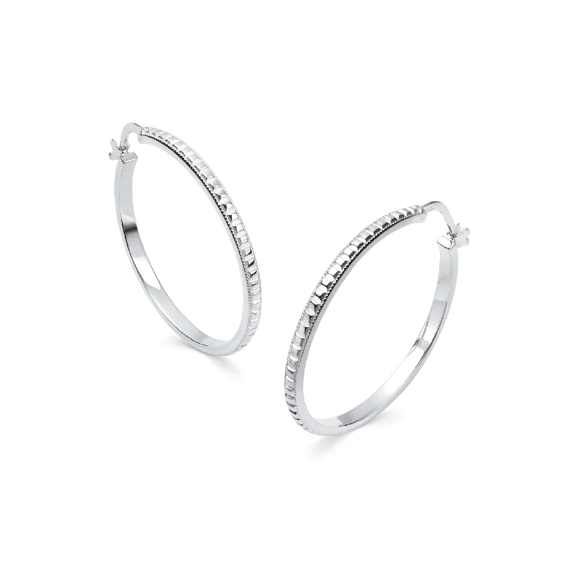 Drop Earrings with Abstract Designs -Studded Hoop Earrings Sterling Silver