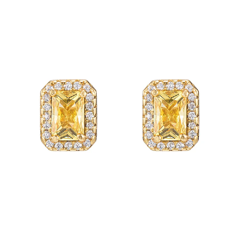 Drop Earrings with Wave Designs -Citrine and CZ Stud Earrings