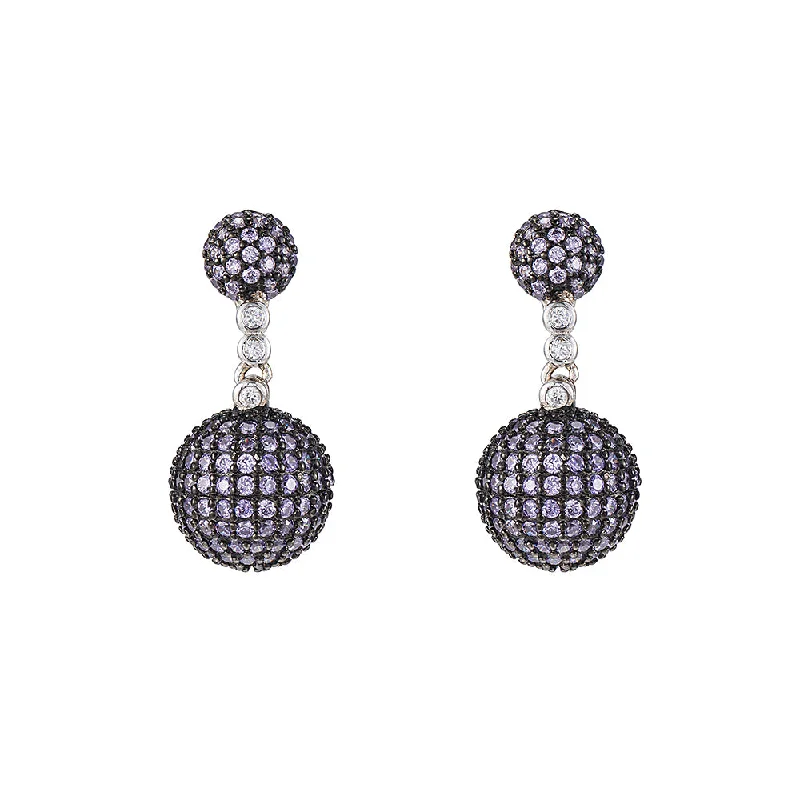 Pearl Drop Earrings for Elegance -Double Ball Amethyst Earrings