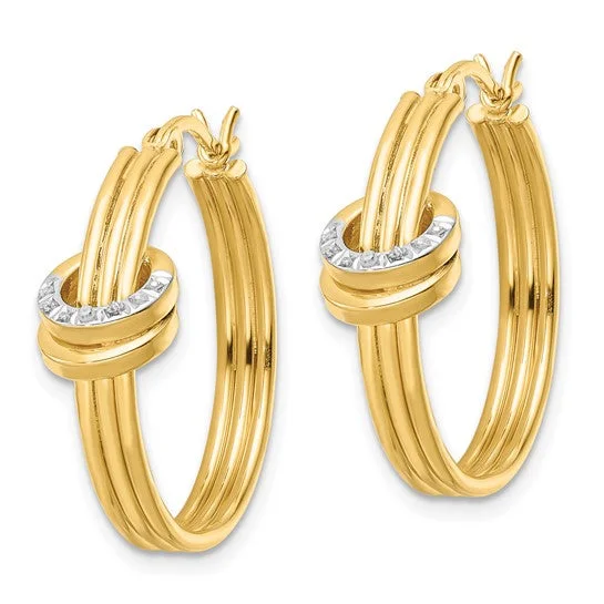 Drop Earrings with Knot Designs -Gold plated Diamond Fancy Hoop Earrings