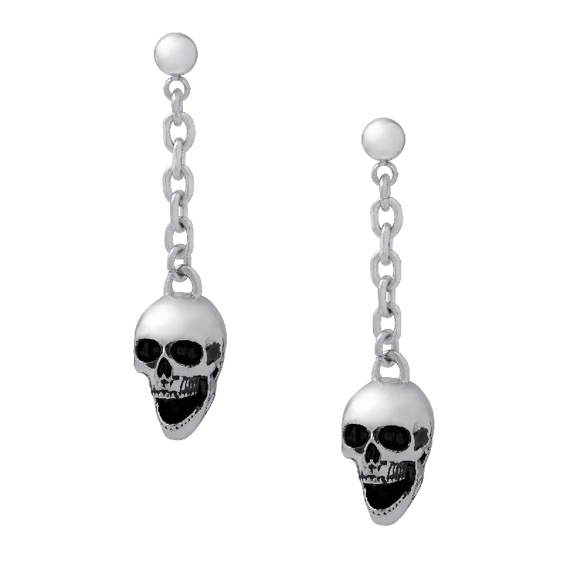 Clip On Drop Earrings for Non Pierced -Skull Drop Earrings