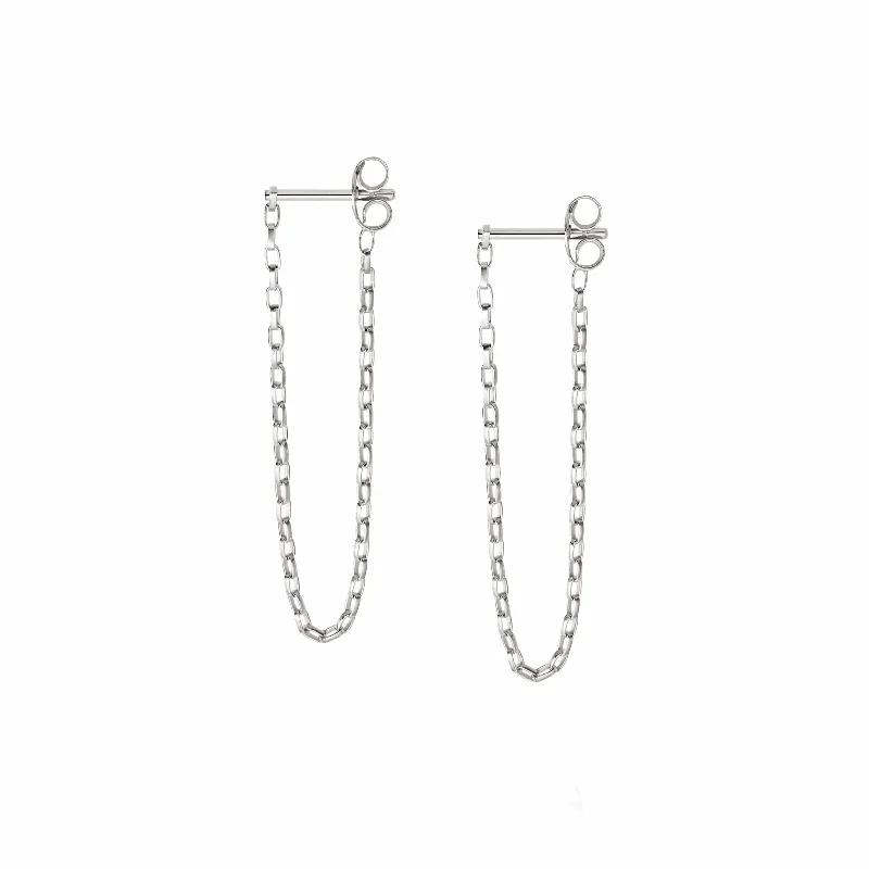 Drop Earrings for Shopping Trip -Estée Lalonde Box Chain Earrings Sterling Silver