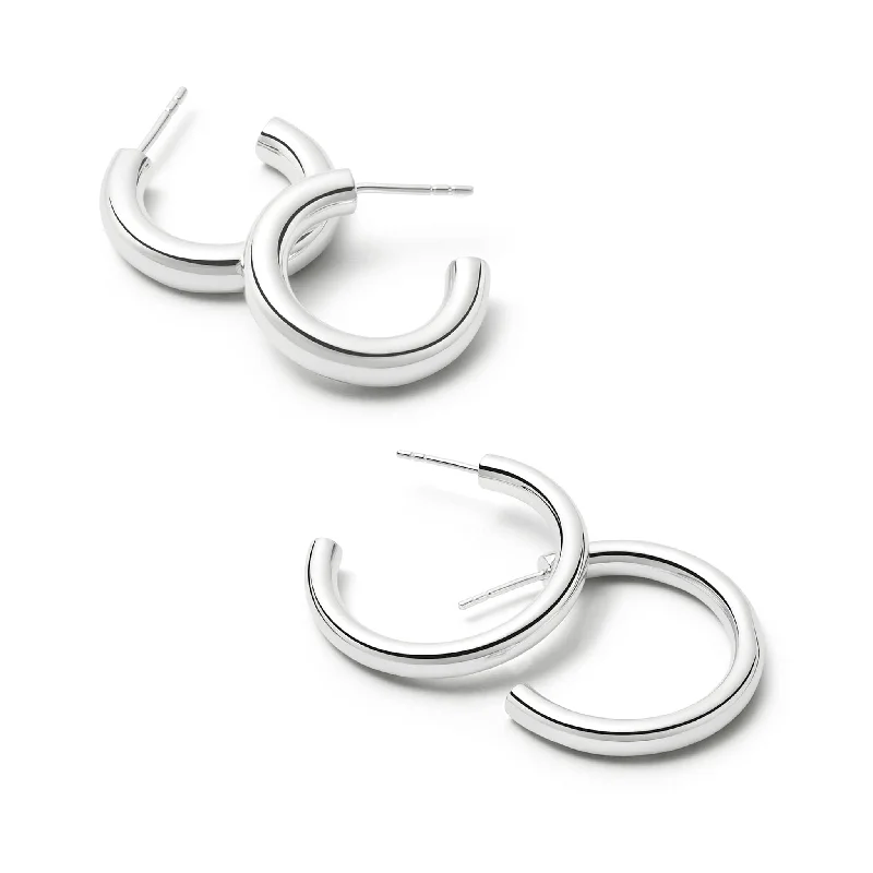 Drop Earrings for Beach Outfit -Double Bold Earring Stack Sterling Silver