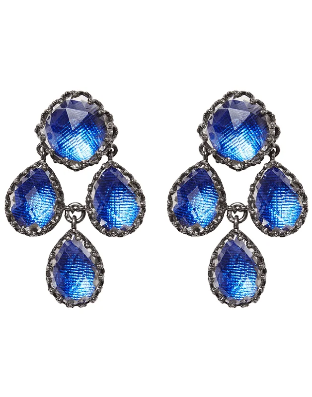 Studded Drop Earrings with Gemstones -Antoinette Girandole Earrings