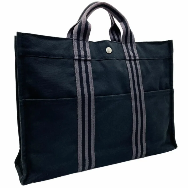 Handle bags with wide openings for access -Hermes   Canvas Handbag Tote Bag (Pre-Owned)