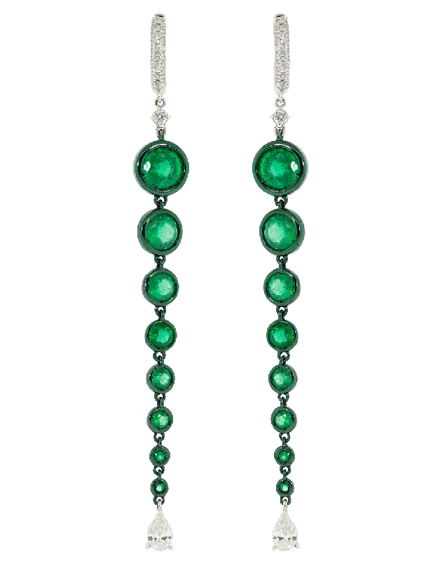 Geometric Drop Earrings for Trend -Emerald Long Drop Earrings