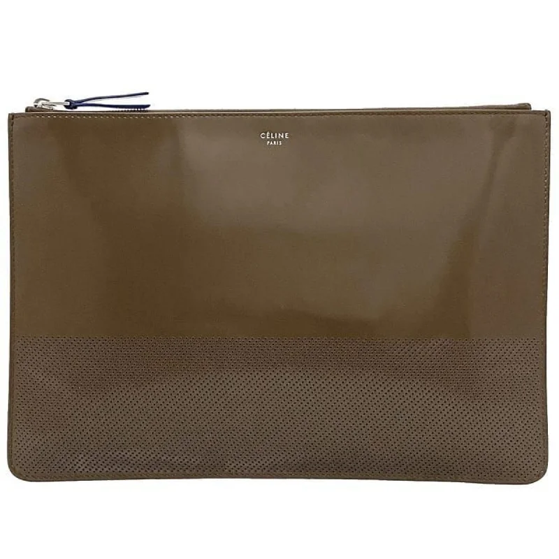 Handle bags with hidden pockets for security -Celine  Patent Leather Clutch Bag Pouch (Pre-Owned)