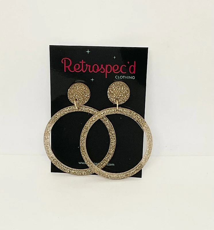 Retro Drop Earrings for Nostalgia -Riz Large Glitter Hoop Earrings