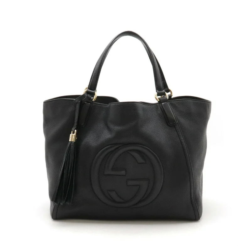 Canvas handle bags perfect for casual outings -Gucci Soho  Leather Shoulder Bag Tote Bag (Pre-Owned)