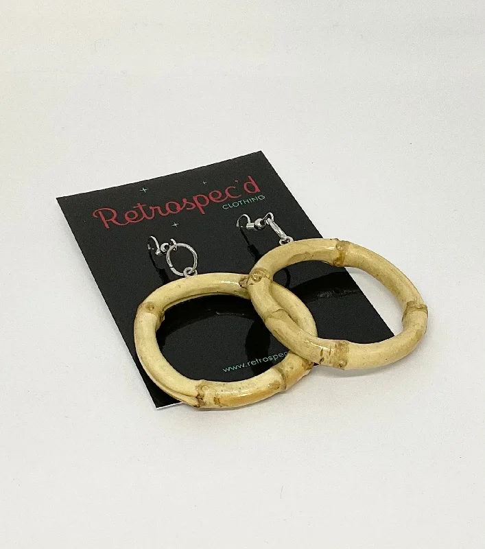 Drop Earrings for Fitness Activities -Bamboo Small Hoop Earrings