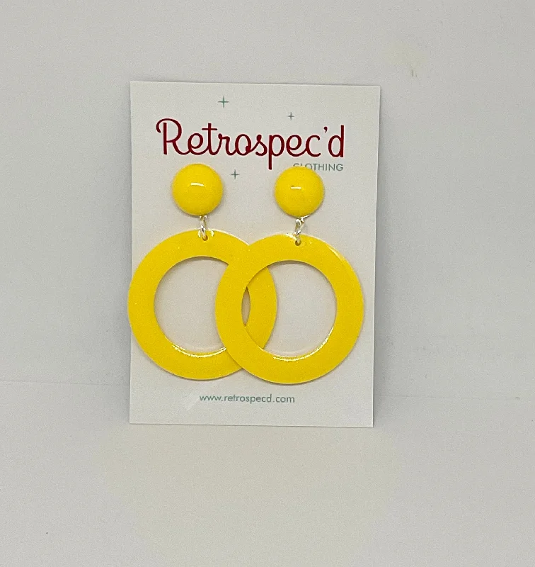 Drop Earrings for Festival Style -Hula  Yellow Hoop Earrings