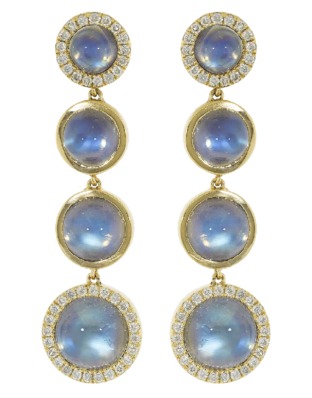 Drop Earrings for Gym Workout -Moonstone and Diamond Drop Earrings