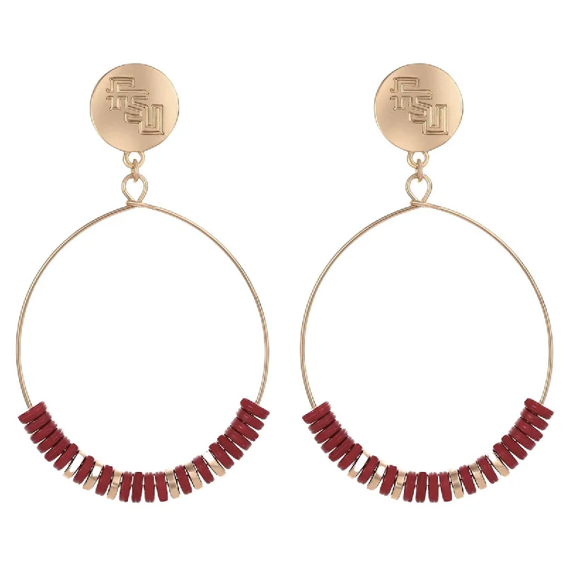 Drop Earrings for Prom Night -Emerson Street Stacked FSU Charm Beaded Hoop Earrings