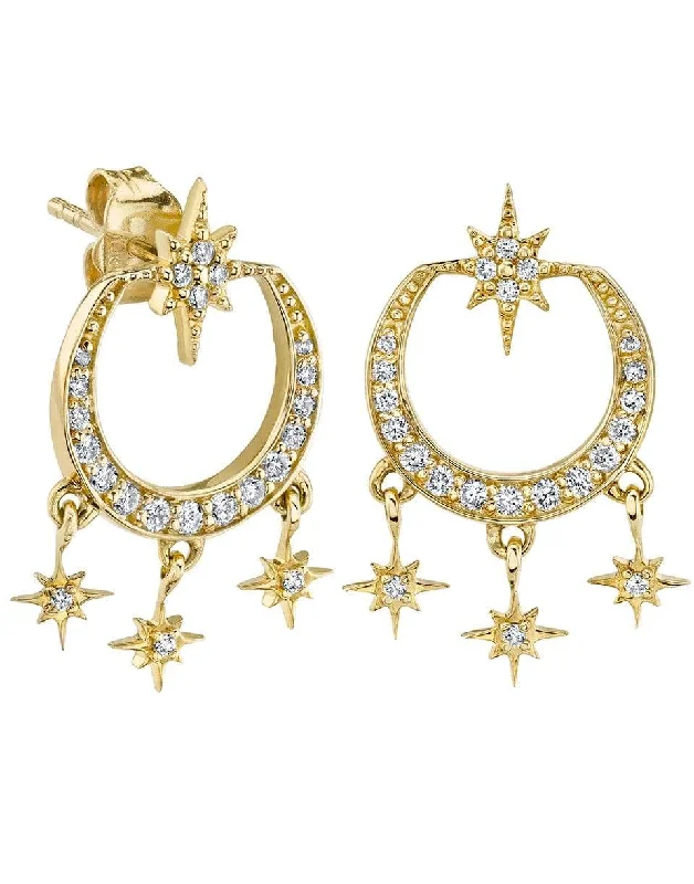 Maximalist Drop Earrings for Bling -Starburst Chandelier Earrings