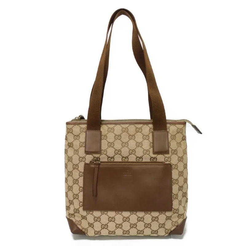 Handle bags with floral embroidery for detail -Gucci Gg Canvas  Gg Canvas Leather Shoulder Bag Tote Bag (Pre-Owned)