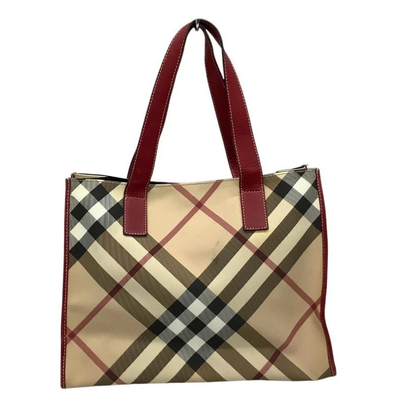 Handle bags with inner compartments for essentials -Burberry  Leather Canvas Tote Bag (Pre-Owned)