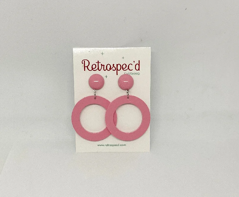 Drop Earrings for Anniversary -Hula  Pink Hoop Earrings