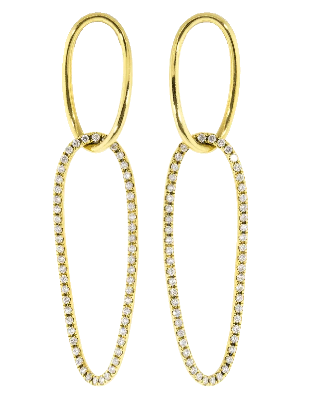 Drop Earrings for Casual Outfit -Diamond Double Oval Loop Earrings