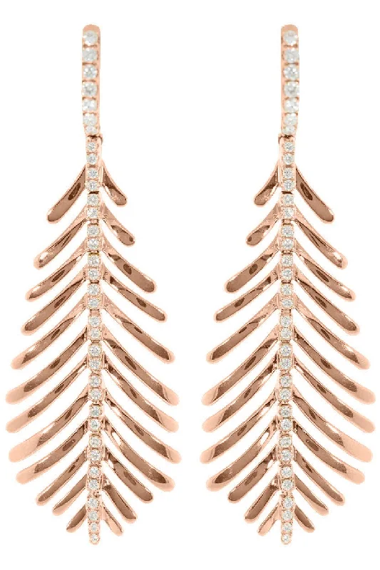 Drop Earrings with Debossed Designs -Diamond Spine Plume Earrings