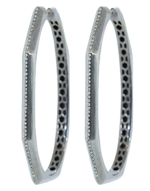 Drop Earrings with Keyhole Designs -Otto Black Diamond Hoop Earrings