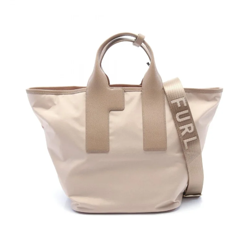 Handle bags with side pockets for organization -Furla  pink Nylon Leather Tote Bag