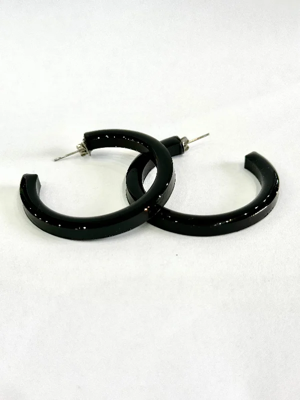 Drop Earrings with Animal Motifs -Rosie Large Black Hoop Earrings