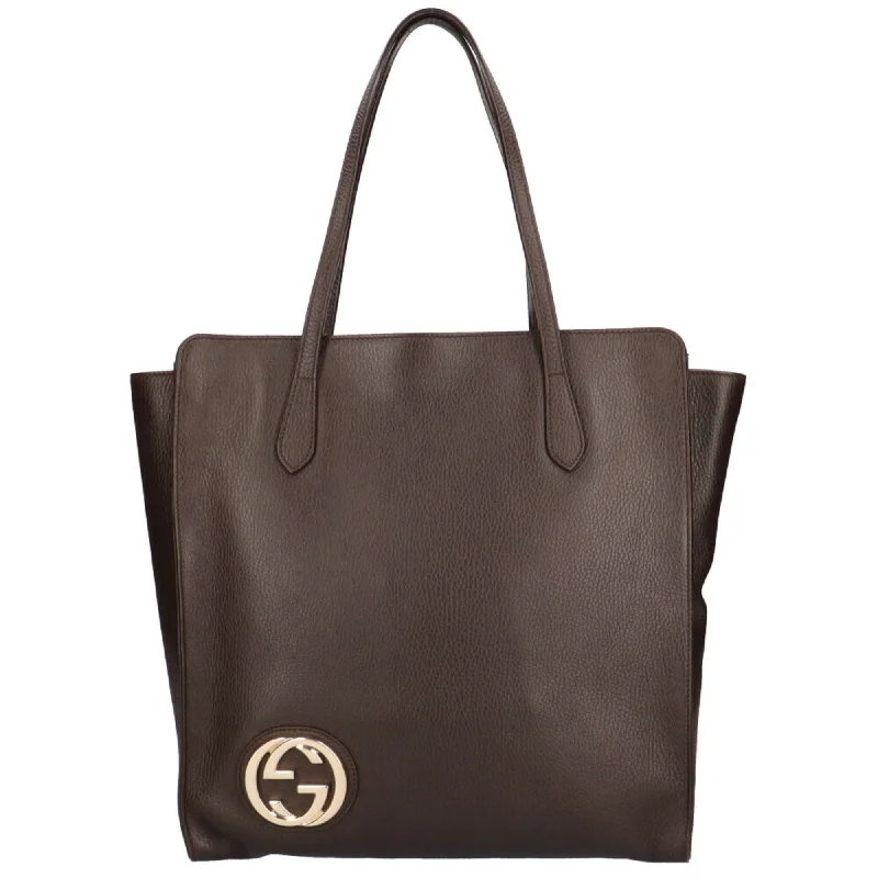 Handle bags with expandable sides for flexibility -Gucci Daily  Leather Tote Bag (Pre-Owned)