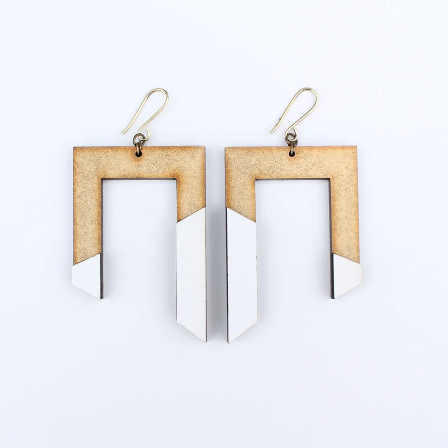 Ethnic Drop Earrings with Tribal Design -INKATURAH See-Saw African Print Earrings