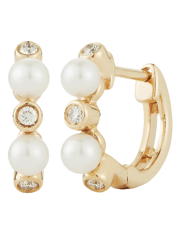 Drop Earrings for Party Look -Pearl Ivy Huggie Earrings