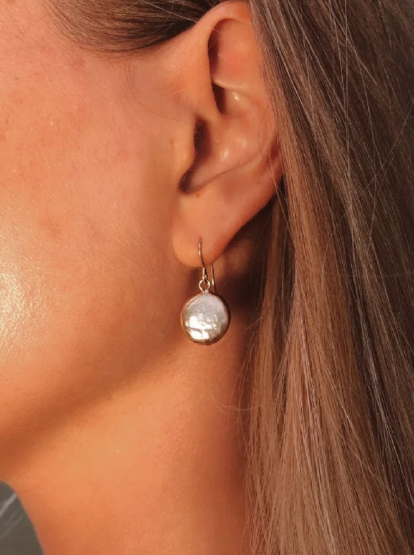 Drop Earrings with Polished Shine -Everyday Baroque Pearl Earrings by Toasted Jewelry