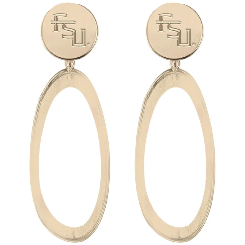 Drop Earrings for Shopping Trip -Emerson Street Stacked FSU Gold Hoop Earrings