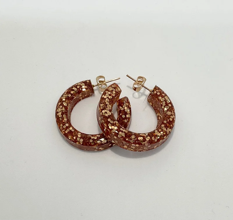 Pearl Drop Earrings for Elegance -Rosie Sml Rose Gold Glitter Hoop Earrings