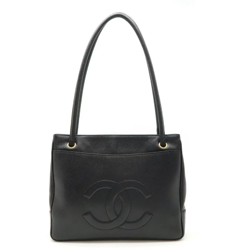 Handle bags with minimalist sleek silhouettes -Chanel  Caviar Leather Shoulder Bag Tote Bag (Pre-Owned)