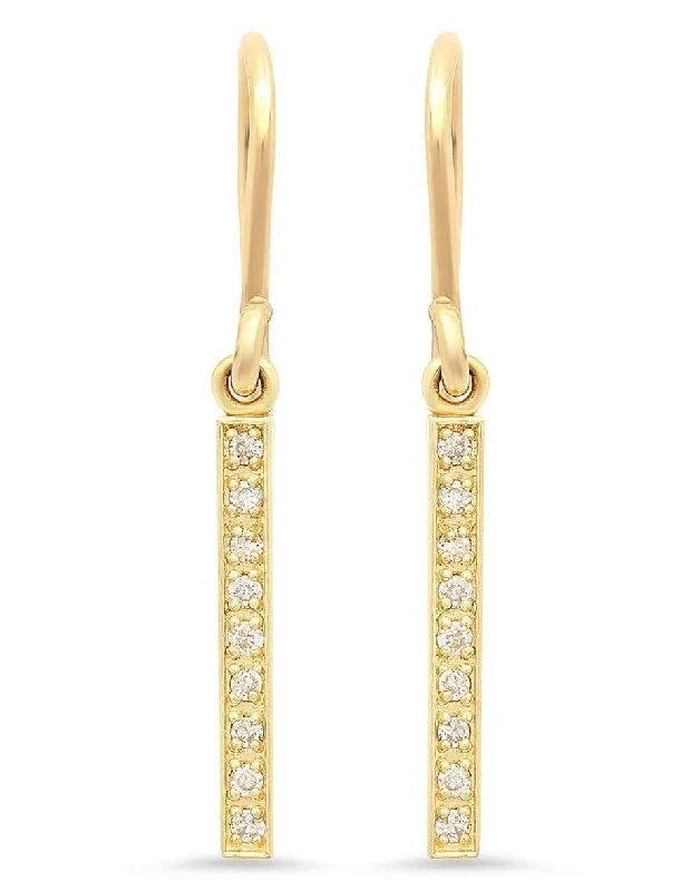 Indian Drop Earrings with Intricacy -Diamond Long Bar Drop Earrings